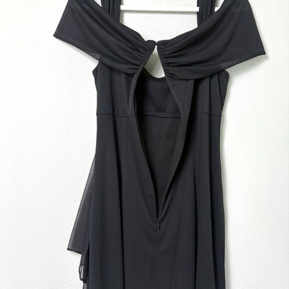 Alex Evenings Draped Cold Shoulder Long Evening Gown Size 12 Black Ruched Dress - Picture 5 of 16